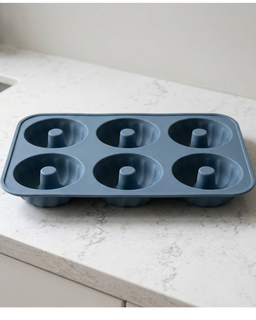 Mjvbg Six-Cavity Fluted Ring Silicone Mold Slate Blue - Lifestyle view