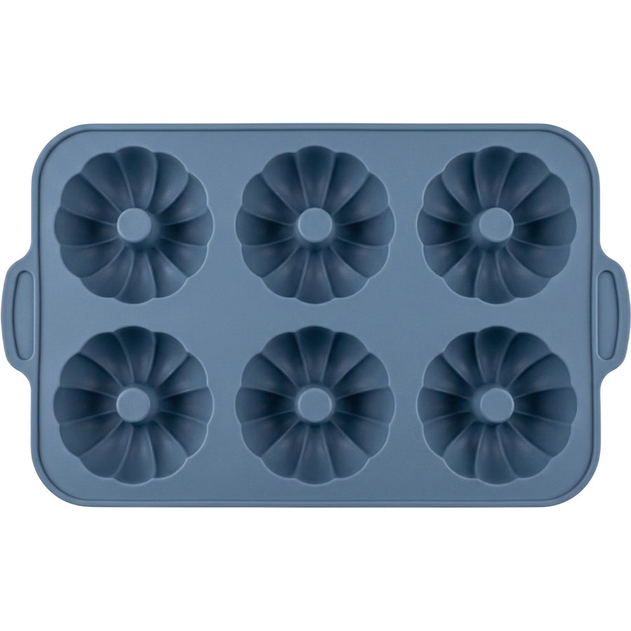 Mjvbg Six-Cavity Fluted Ring Silicone Mold Slate Blue