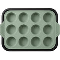 Mjvbg Twelve-Cup Silicone Muffin Mold with Steel Frame Sage - Product view